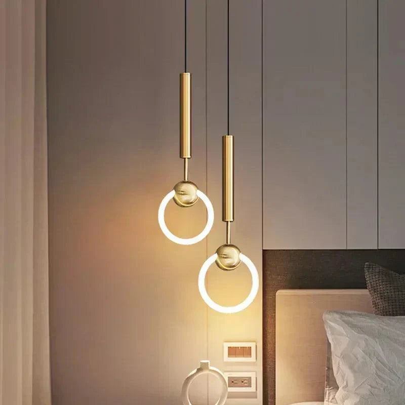 Contemporary LED Pendant Light Fixture Adjustable Hanging Ceiling Lamp Gold Metal — Main Image