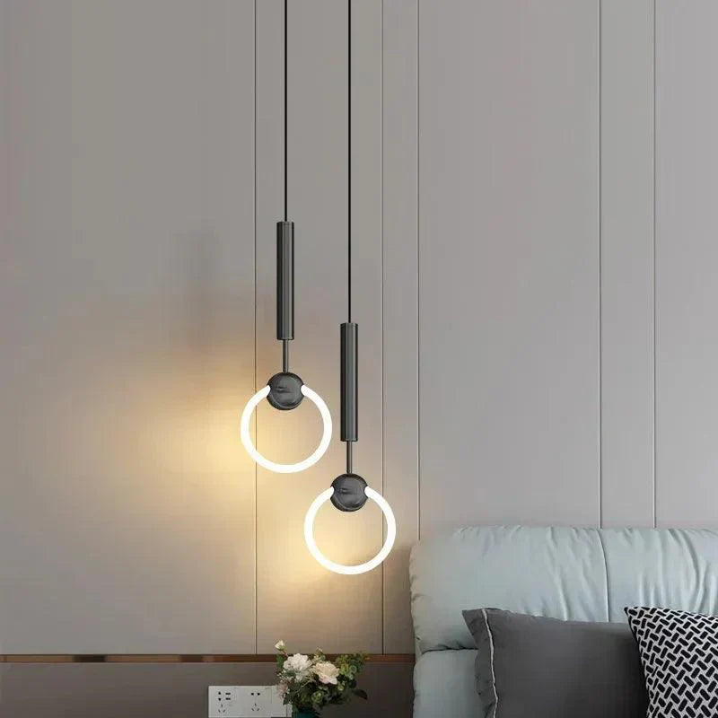 Contemporary LED Pendant Light Fixture Adjustable Hanging Ceiling Lamp Gold Metal — Image 2