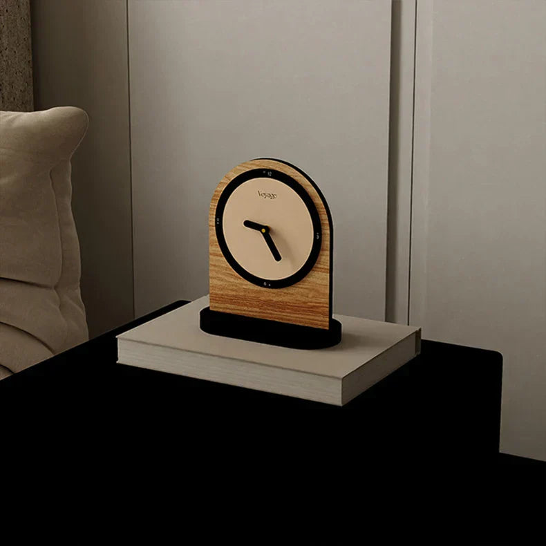 Voyage Modern Arch Table Clock Red Wood Marble Stylish Home Decor Office Desk — Image 8