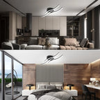 Contemporary LED Ceiling Light Fixture - Black, Curved Design, 3-Light, Modern Home Lighting — Image 2