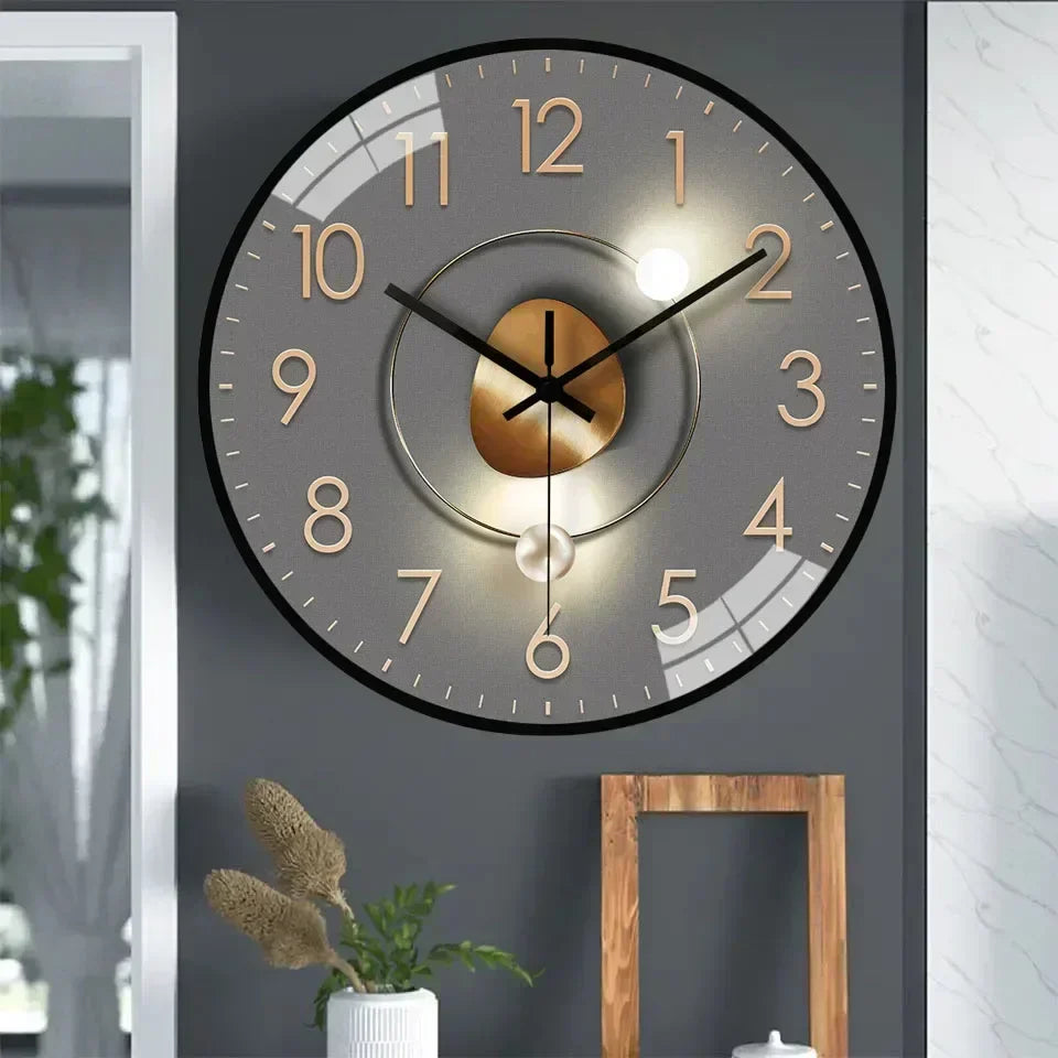 Modern Silent Wall Clock Quartz Movement Decorative Timepiece Gold Glass Metal — Image 12