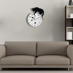 Modern Cat Design Wall Clock Silent Non-Ticking Quartz Timepiece Black White 32cm — Main Image