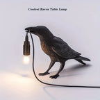 Raven Table Lamp Bird-Shaped Resin Sculpture Light Home Decor Black — Image 8