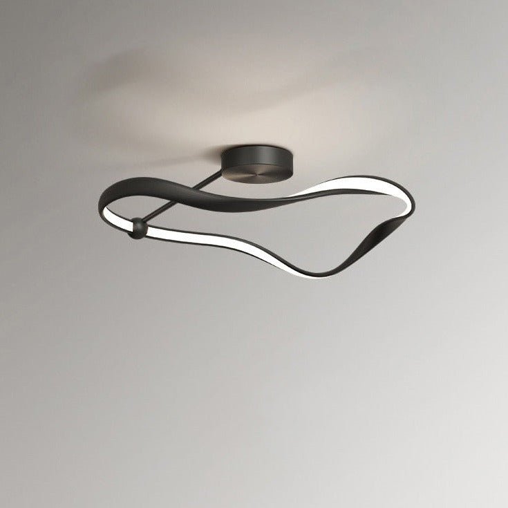Modern LED Ceiling Light Fixture Wave Design Black White 48W 58W for Living Room Bedroom — Main Image