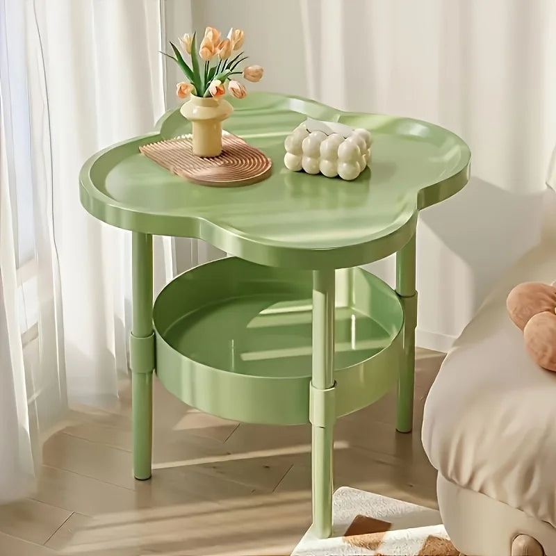 Stylish Cloud-Shaped Side Table with Storage, Beige & Green, 16.1" x 18.9" — Image 4