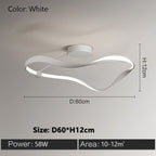 Modern LED Ceiling Light Fixture Wave Design Black White 48W 58W for Living Room Bedroom — Image 7