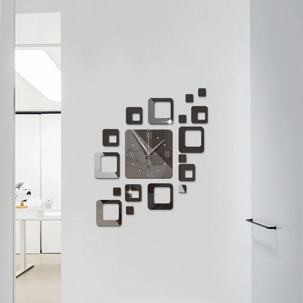 Modern DIY 3D Wall Clock Acrylic Mirror Surface Decorative Clock — Image 2