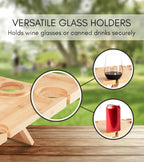 Bamboo Wine and Cheese Picnic Table with Glass Holders Portable Folding Design — Image 2