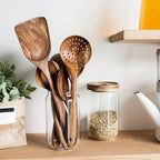 Premium Wooden Kitchen Utensil Set 6 Pieces Acacia Wood Cooking Tools — Main Image