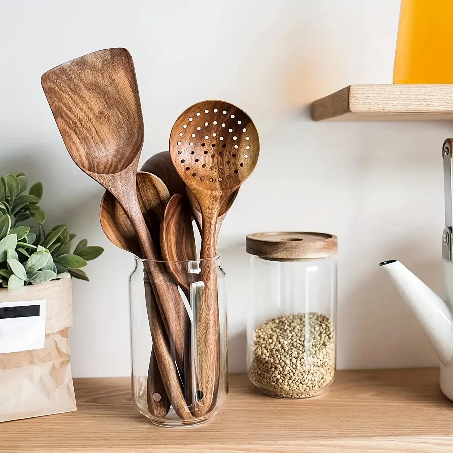 Premium Wooden Kitchen Utensil Set 6 Pieces Acacia Wood Cooking Tools — Main Image
