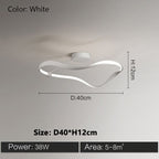 Modern LED Ceiling Light Fixture Wave Design Black White 48W 58W for Living Room Bedroom — Image 6