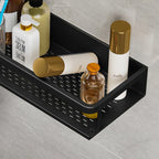 Modern Wall-Mounted Bathroom Shelf Organizer Black Metal 2-Tier Storage Rack — Image 5