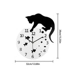 Modern Cat Design Wall Clock Silent Non-Ticking Quartz Timepiece Black White 32cm — Image 5