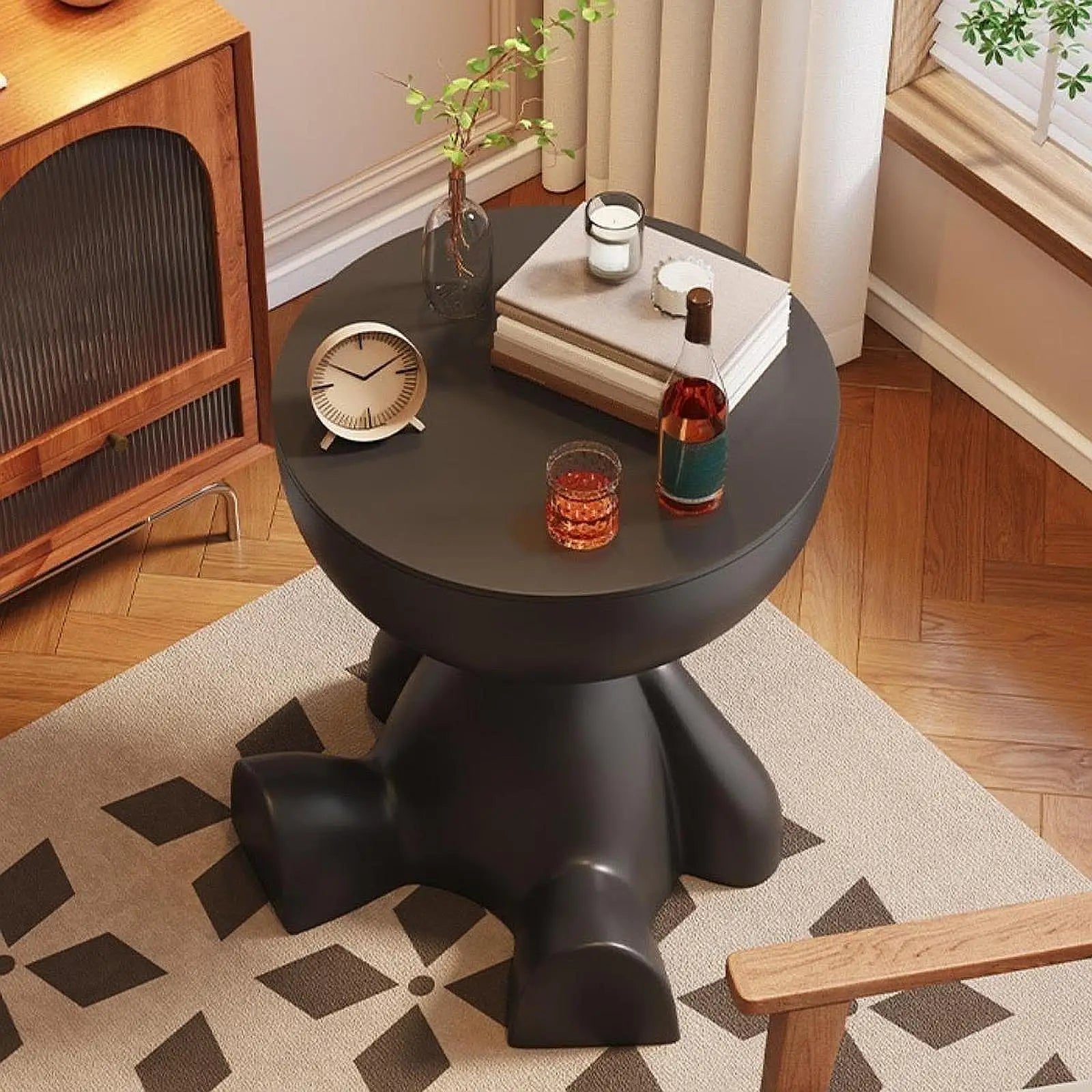 Contemporary Sculptural Side Table Polyethylene Multicolor 38cm Indoor Outdoor — Image 3