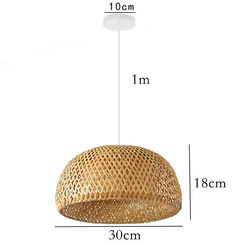 Elegant Bamboo Pendant Light - Natural Woven Design, Adjustable Height, 30cm Diameter — Image 10