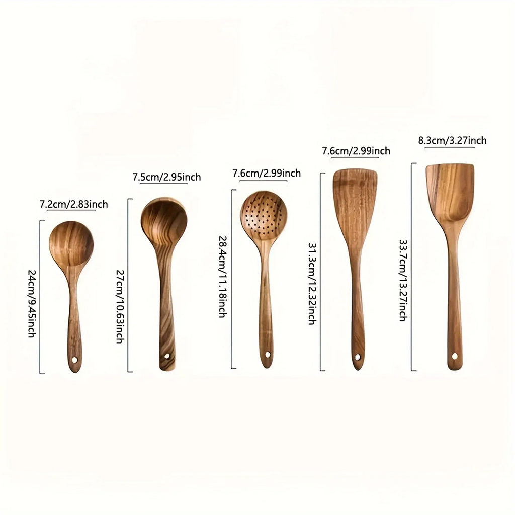 Premium Wooden Kitchen Utensil Set 6 Pieces Acacia Wood Cooking Tools — Image 4