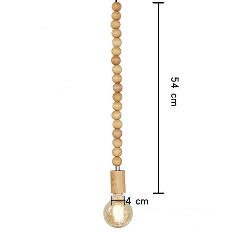 Handcrafted Wooden Pendant Light Fixture Beaded Design Natural Wood — Image 9