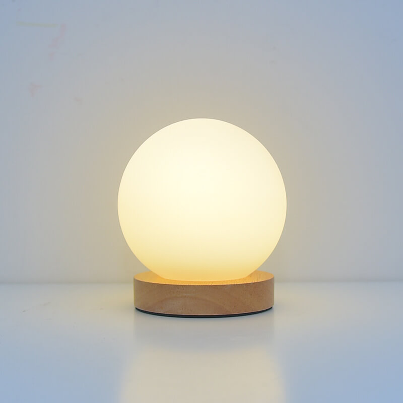 Crystal Globe Table Lamp with Wooden Base - Elegant Home Decor Lighting — Image 8