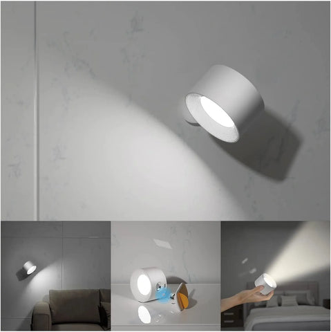 Modern Adjustable Wall Light LED Rechargeable Remote Control Wood Black White — Image 8