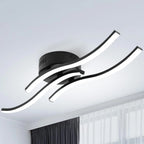 Contemporary LED Ceiling Light Fixture - Black, Curved Design, 3-Light, Modern Home Lighting — Main Image