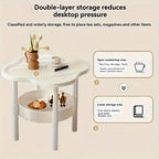 Stylish Cloud-Shaped Side Table with Storage, Beige & Green, 16.1" x 18.9" — Image 5