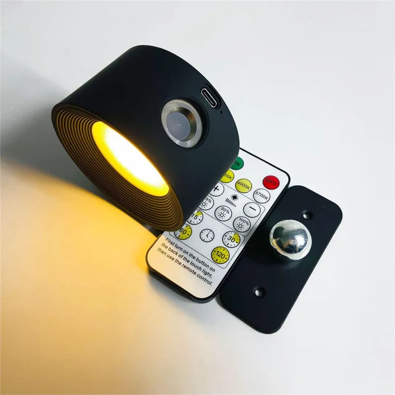 Modern Adjustable Wall Light LED Rechargeable Remote Control Wood Black White — Image 10