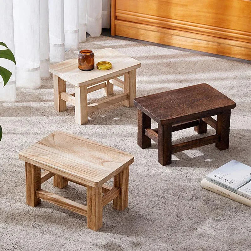 Wooden Step Stool Set 3-Pack Natural Dark Light Finish Solid Wood 30x20x18cm — Main Image