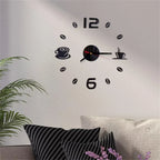 Modern 3D DIY Coffee Cup Wall Clock Acrylic Decorative Timepiece for Living Room Kitchen — Image 2