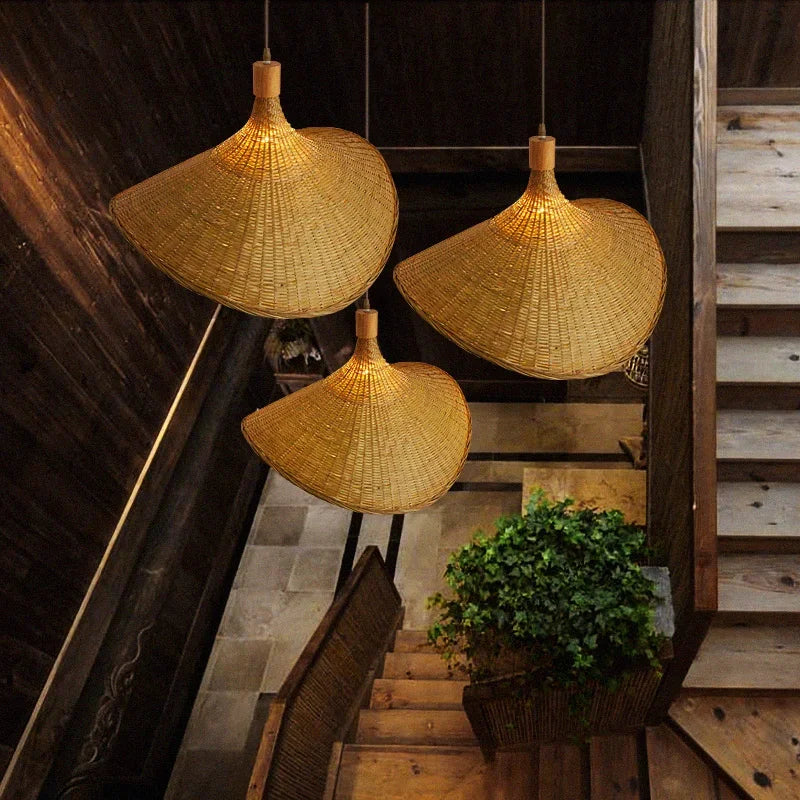 Elegant Bamboo Pendant Light - Natural Woven Design, Adjustable Height, 30cm Diameter — Image 5