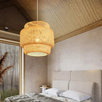 Elegant Bamboo Pendant Light - Natural Woven Design, Adjustable Height, 30cm Diameter — Main Image