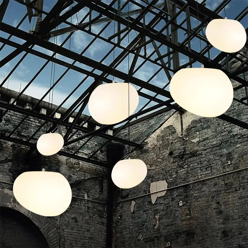 Modern Pendant Light Fixture - Adjustable Glass Shade, White, Multiple Sizes — Image 3