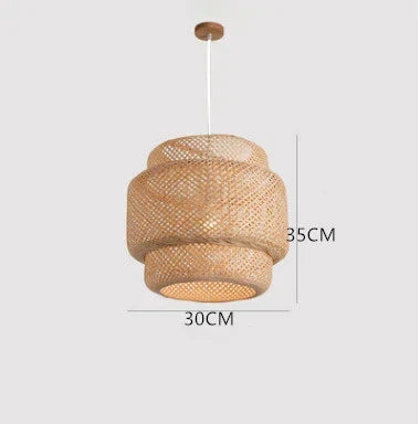 Elegant Bamboo Pendant Light - Natural Woven Design, Adjustable Height, 30cm Diameter — Image 8