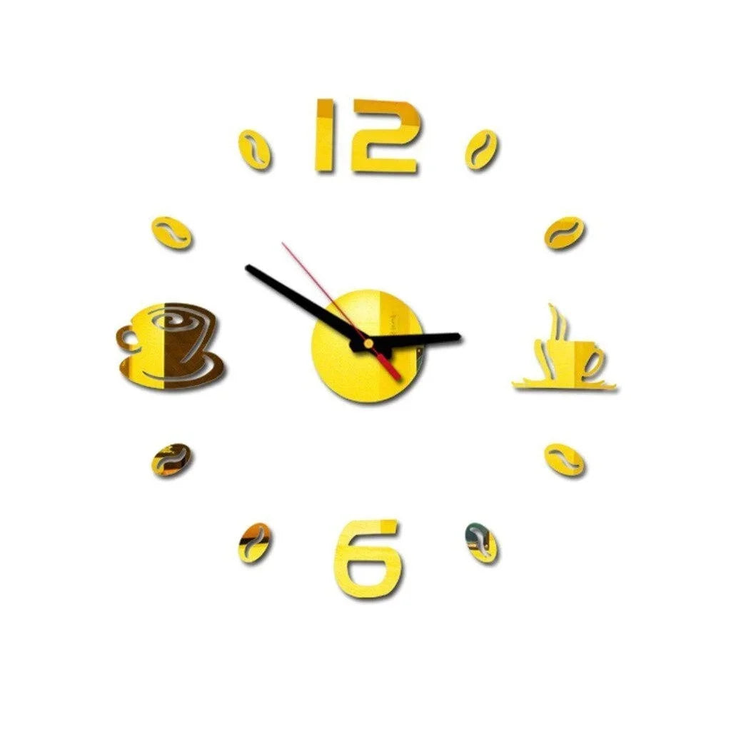 Modern 3D DIY Coffee Cup Wall Clock Acrylic Decorative Timepiece for Living Room Kitchen — Image 7