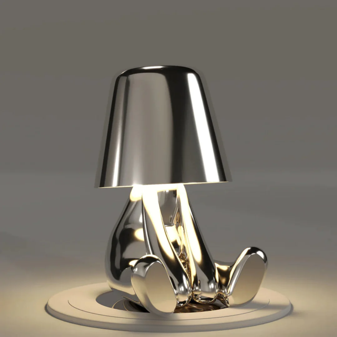 Modern Decorative Table Lamp Human Figure Metal Finish Gold Silver — Image 11
