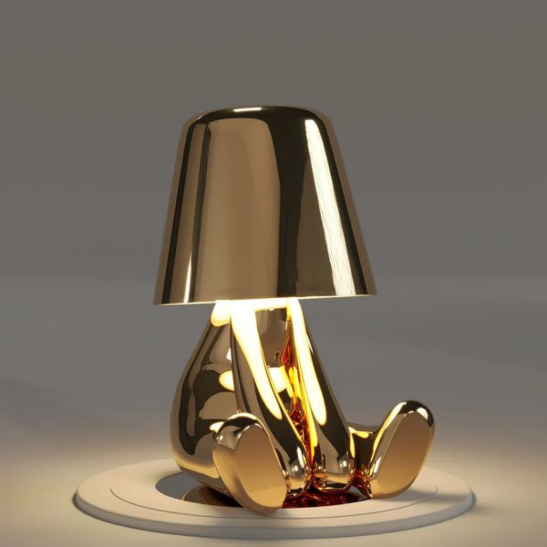 Modern Decorative Table Lamp Human Figure Metal Finish Gold Silver — Image 13