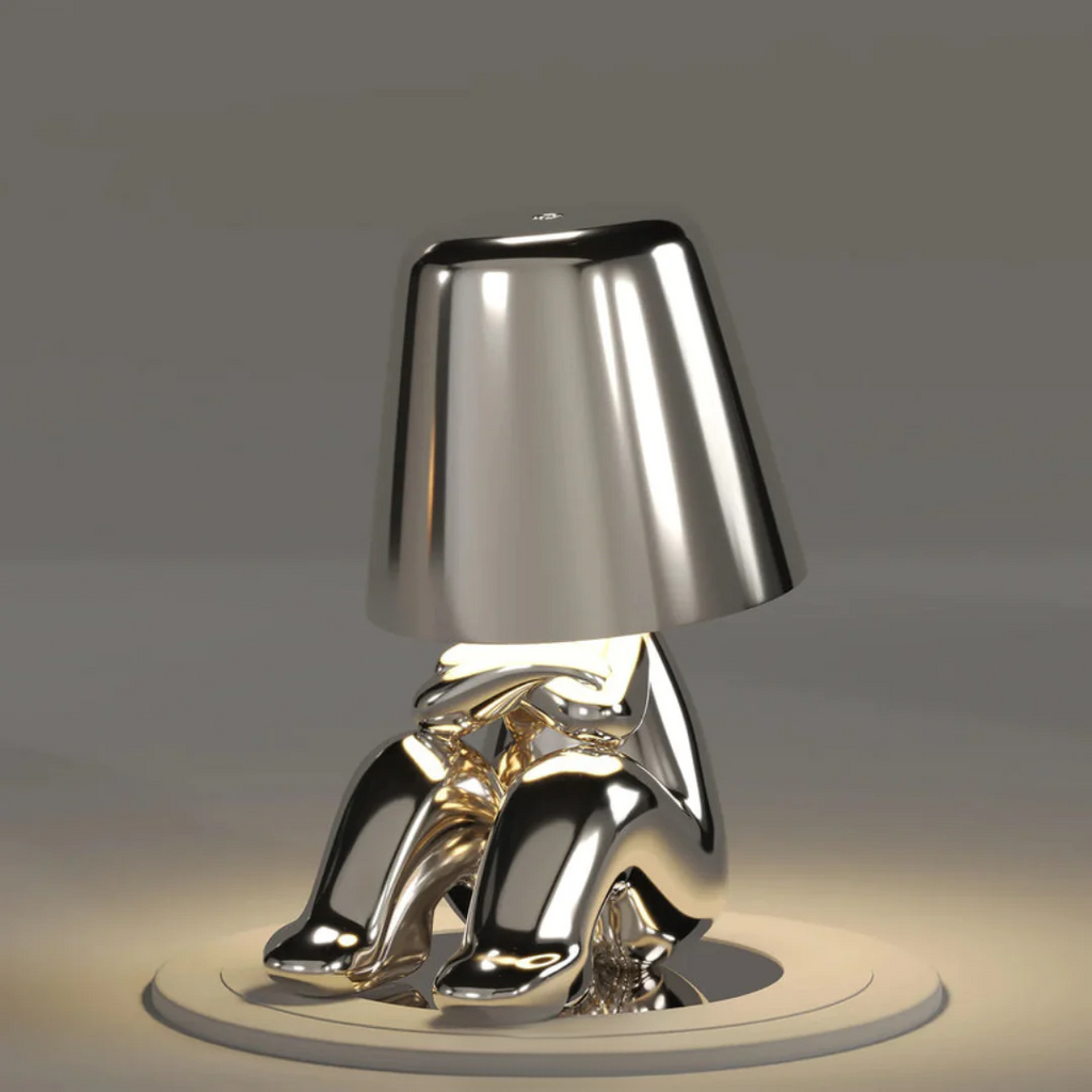 Modern Decorative Table Lamp Human Figure Metal Finish Gold Silver — Image 16
