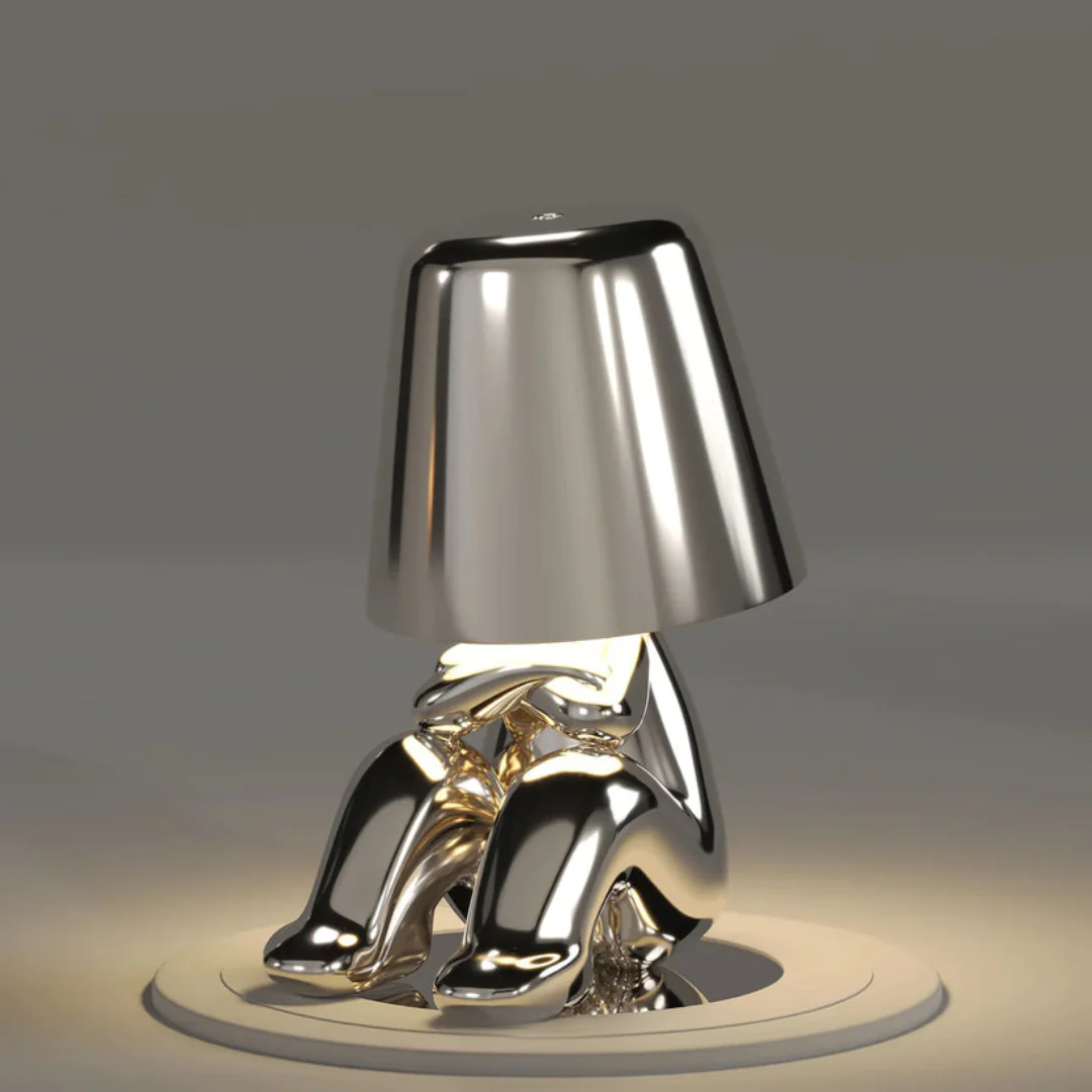 Modern Decorative Table Lamp Human Figure Metal Finish Gold Silver — Image 16