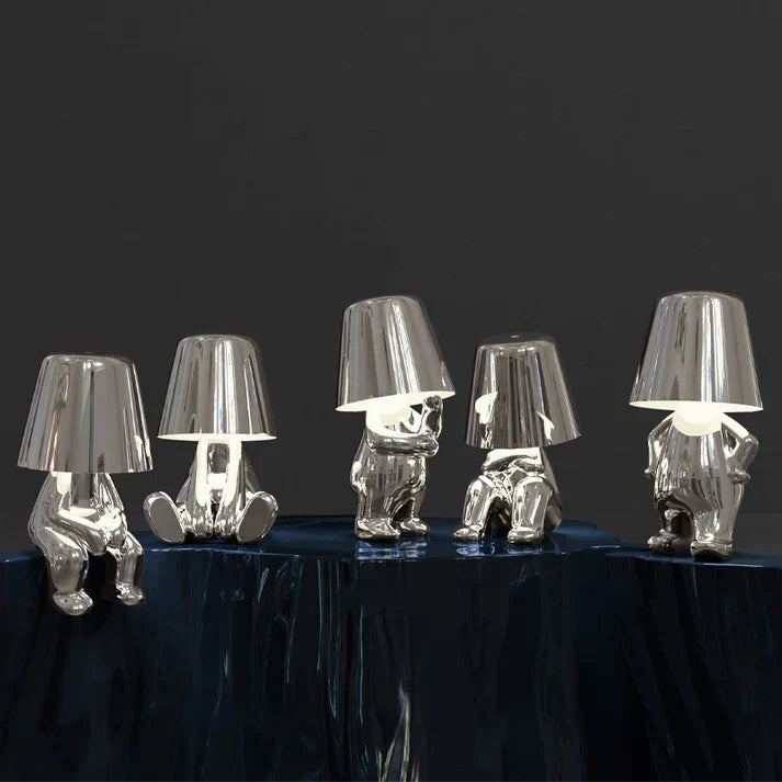Modern Decorative Table Lamp Human Figure Metal Finish Gold Silver — Image 3