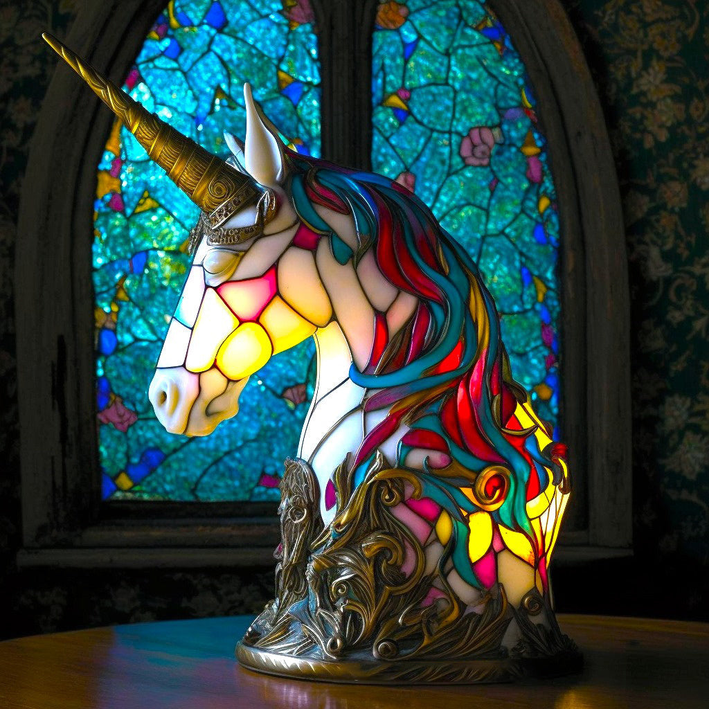 Artistic Stained Glass Animal Lamp Multicolor Handcrafted Home Decor Night Light — Image 4