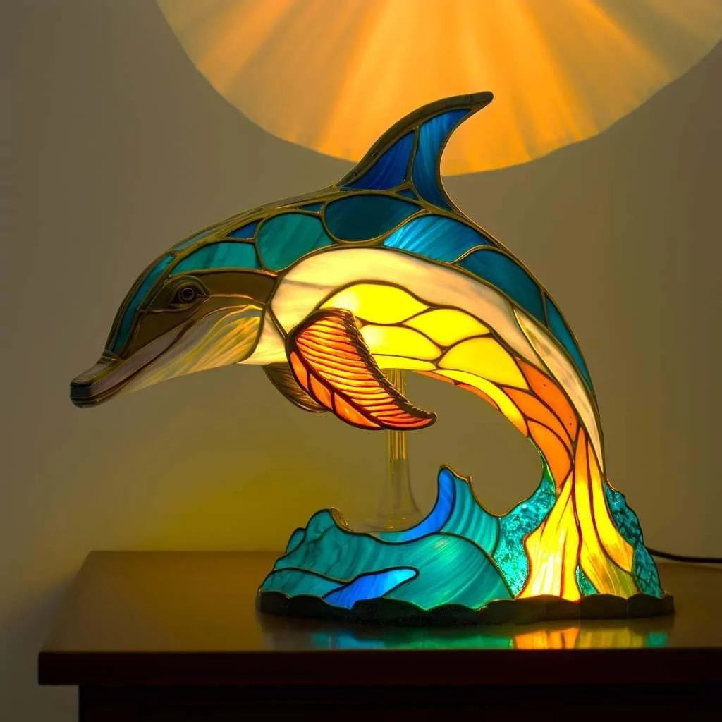 Artistic Stained Glass Animal Lamp Multicolor Handcrafted Home Decor Night Light — Image 6