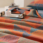 Luxury Cotton Quilt Set Geometric Pattern Orange Blue King Size Soft Breathable Bedding with Pillow Shams — Image 4
