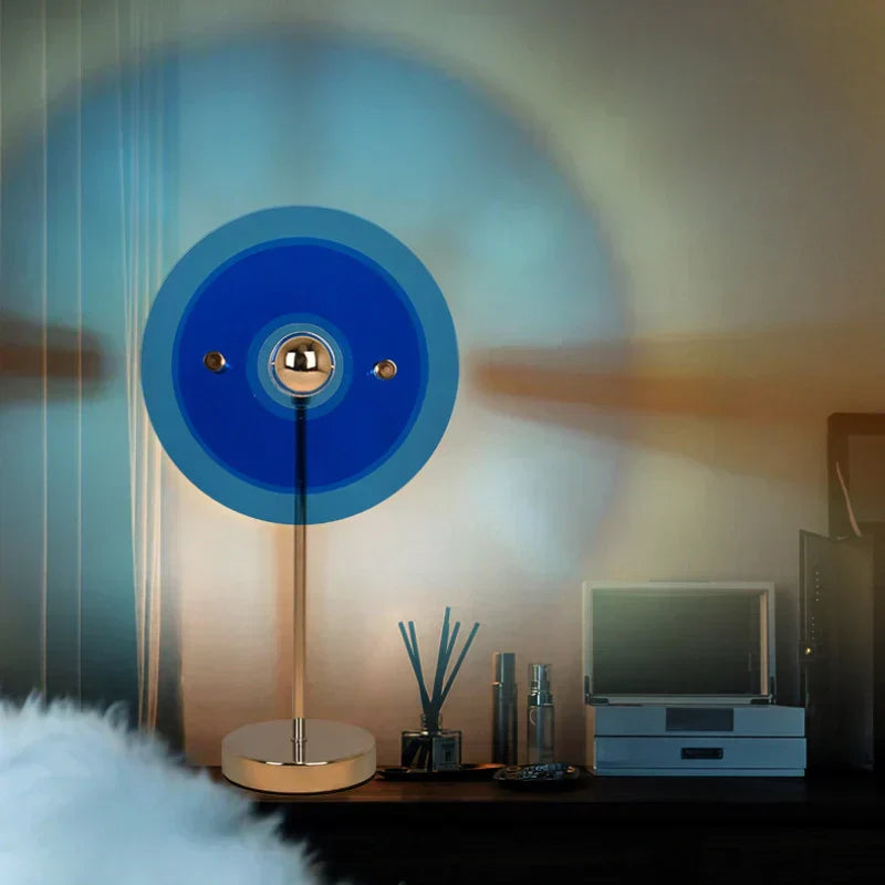 Modern LED Table Lamp Acrylic Adjustable Light Patterns Blue Home Decor — Image 6