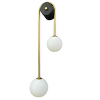 Modern Wall Sconce Light Fixture Iron Frosted Glass Dual Globe 56cm Gold — Image 2