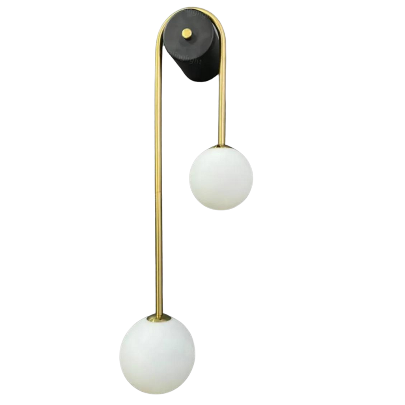 Modern Wall Sconce Light Fixture Iron Frosted Glass Dual Globe 56cm Gold — Image 2
