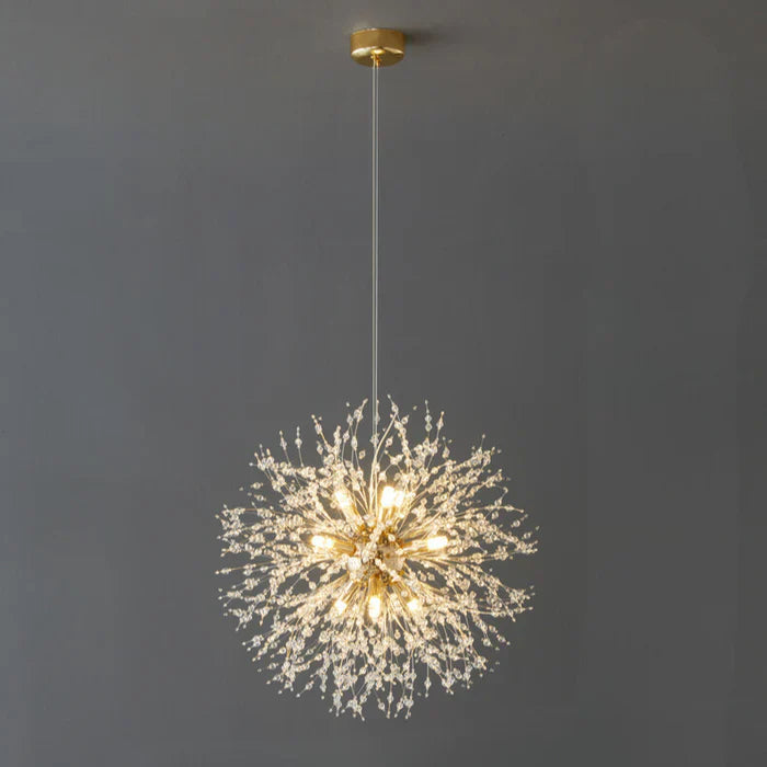 Luxurious Crystal Chandelier Pendant Light Fixture Dandelion Design Gold — Image 7