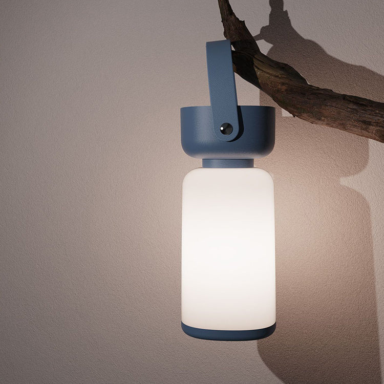 Portable LED Lantern Rechargeable USB Dimmable Brightness with Handle Blue Brown — Main Image