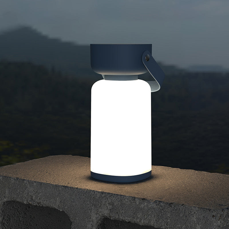Portable LED Lantern Rechargeable USB Dimmable Brightness with Handle Blue Brown — Image 4
