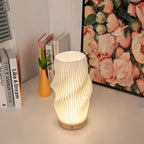 Elegant Wave Design Table Lamp - White Ceramic, Ambient Lighting, 12-inch — Image 4