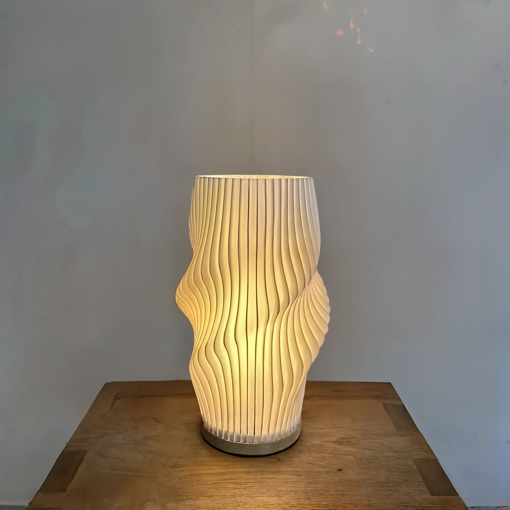 Elegant Wave Design Table Lamp - White Ceramic, Ambient Lighting, 12-inch — Image 5