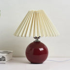 Ceramic Table Lamp with Pleated Fabric Shade, Pink, Modern Home Decor — Image 11